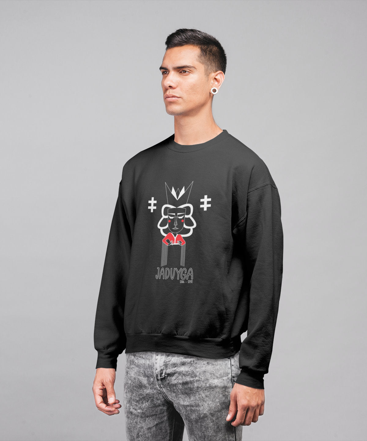 Juodas UNISEX džemperis "LDK KUNIGAIKŠTIENĖ JADVYGA SU UŽRAŠU"