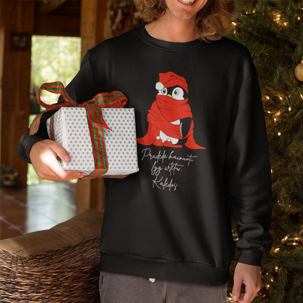 UNISEX juodas kalėdinis džemperis be gobtuvo "Pradeda kainuoti"