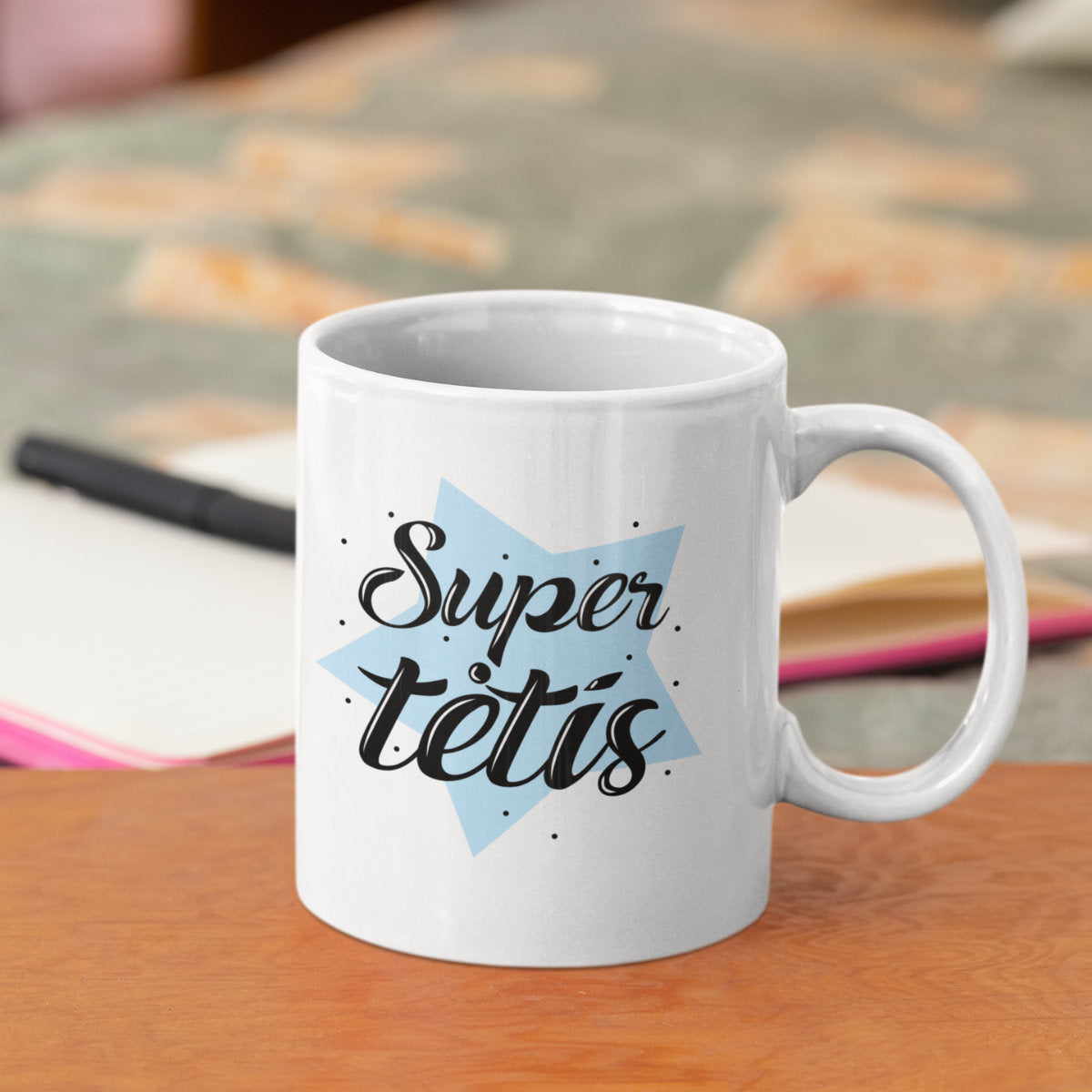 Puodelis su spauda "Super tėtis su žvaigžde"
