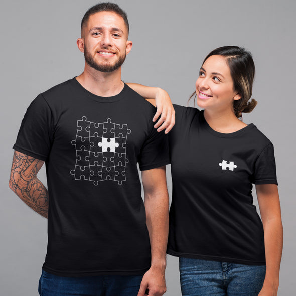 Juodi unisex marškinėliai poroms "Puzlė“ Vyriškas dizainas