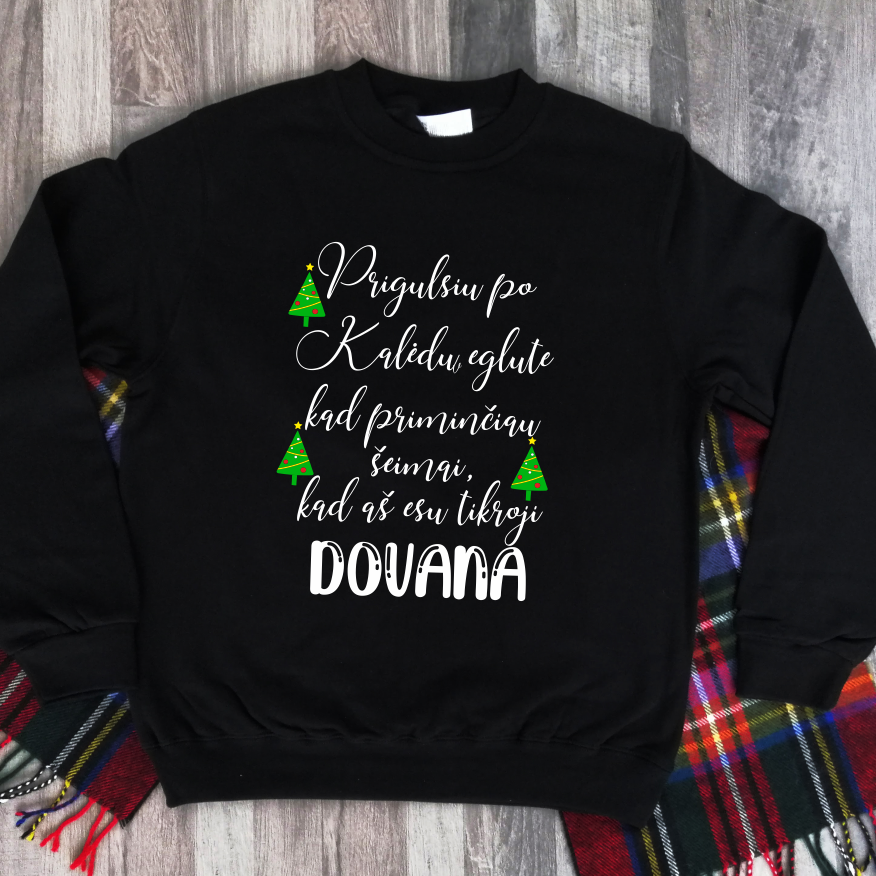 Juodas džemperis be gobtuvo "Tikroji dovana"