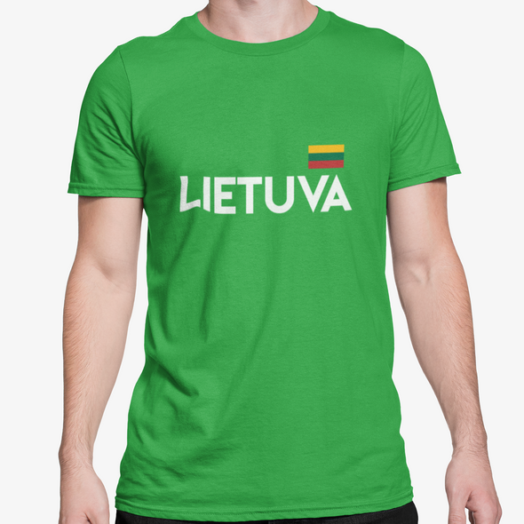 Šviesiai žali unisex marškinėliai "Lietuva su maža vėliava"