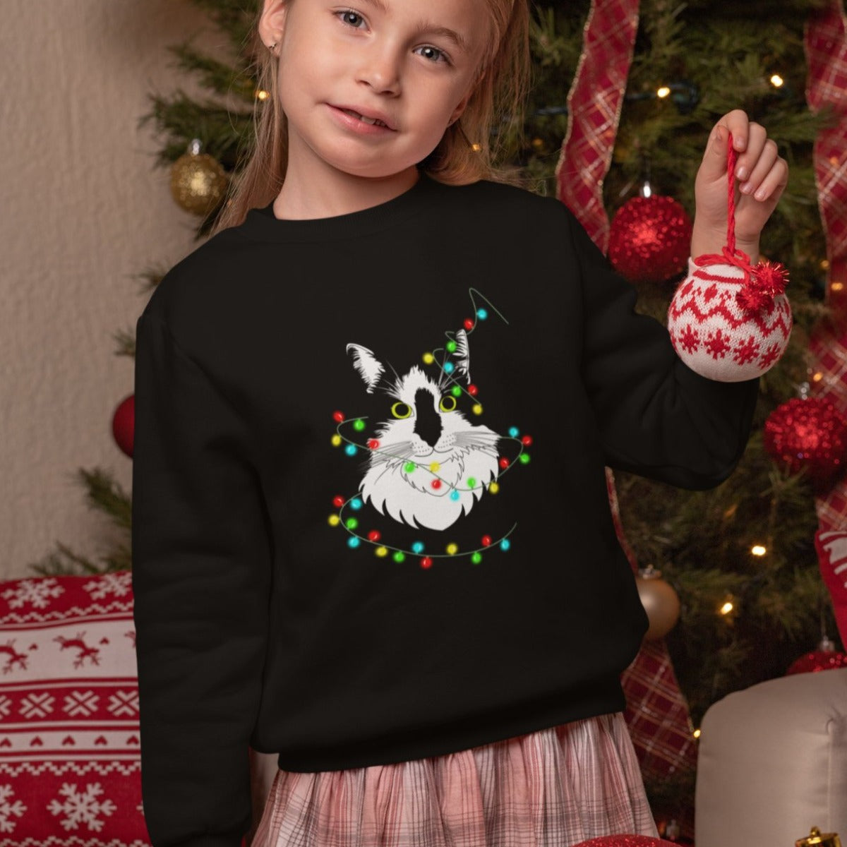 Vaikiškas juodas kalėdinis džemperis "Įsipainiojau"