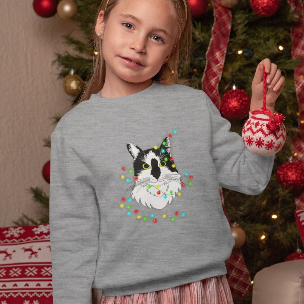 Vaikiškas pilkas melanžinis kalėdinis džemperis "Įsipainiojau"