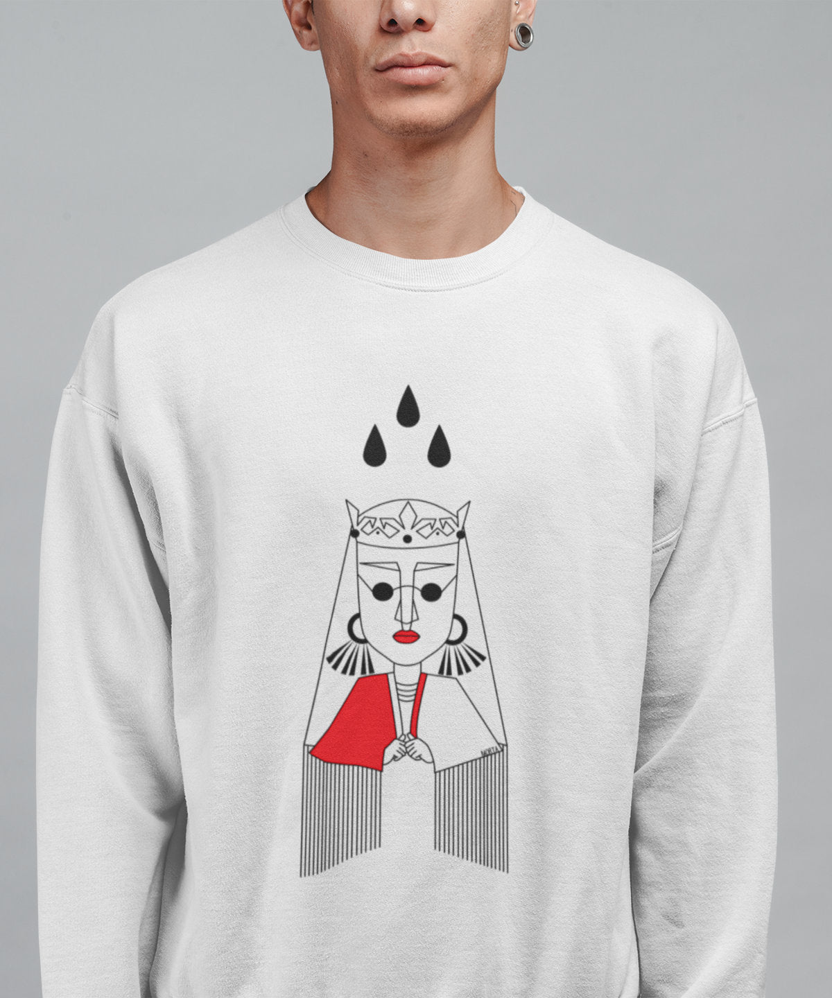 Baltas UNISEX džemperis "KARALIENĖ MORTA"
