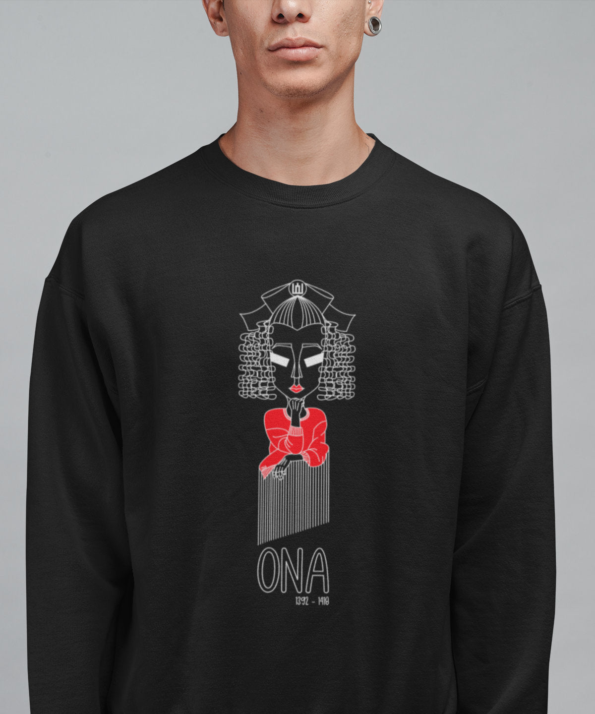 Juodas UNISEX džemperis "LDK KUNIGAIKŠTIENĖ ONA SU UŽRAŠU"