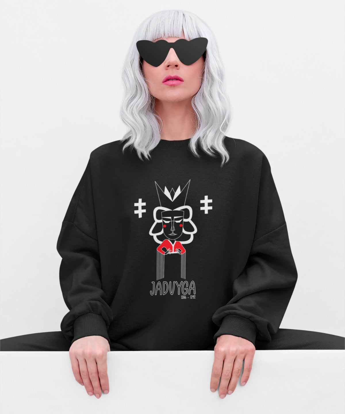 Juodas UNISEX džemperis "LDK KUNIGAIKŠTIENĖ JADVYGA SU UŽRAŠU"