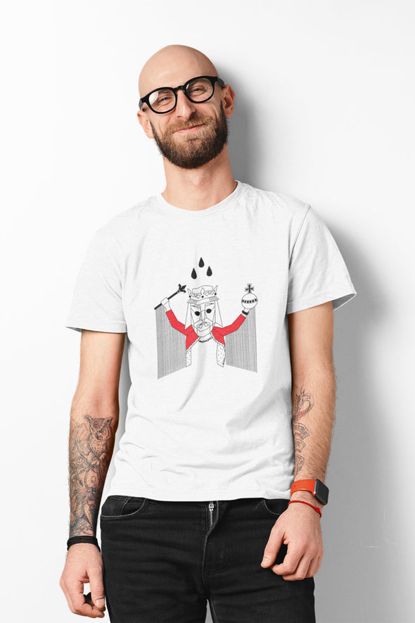 Balti UNISEX marškinėliai "LDK KARALIUS MINDAUGAS"