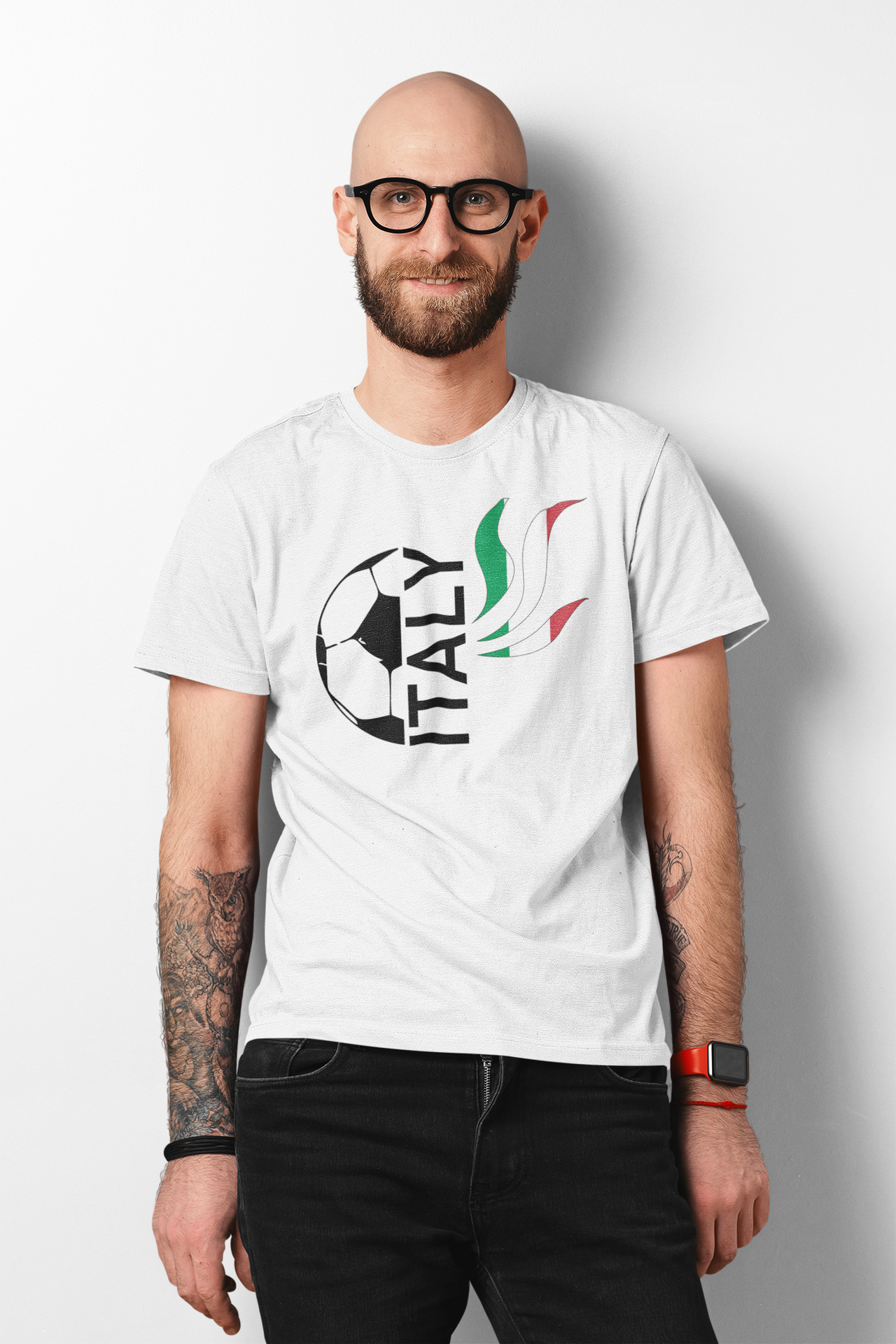 Balti UNISEX marškinėliai futbolo sirgaliui "Italy"
