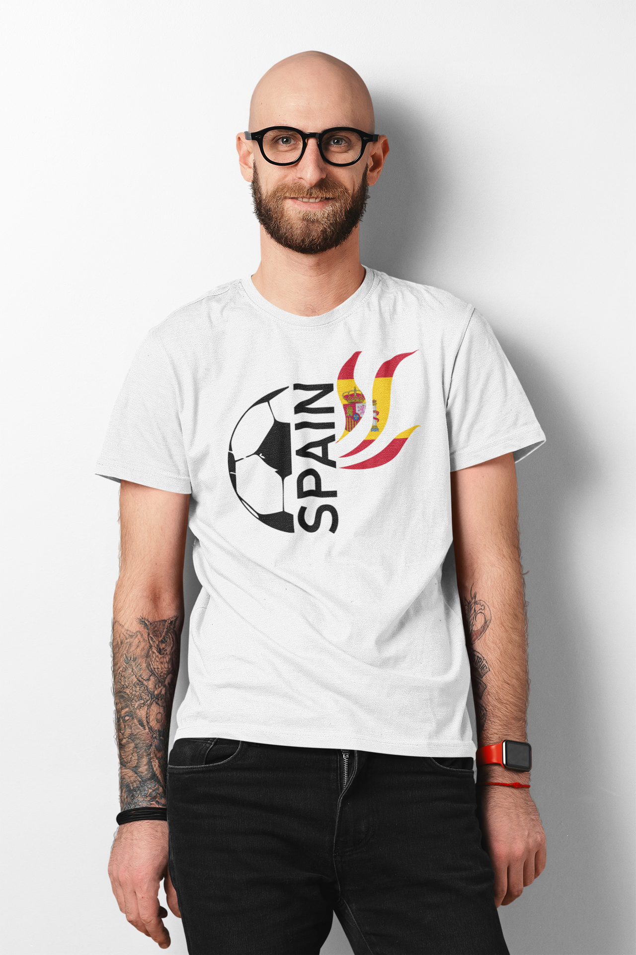 Balti UNISEX marškinėliai futbolo sirgaliui "Spain"