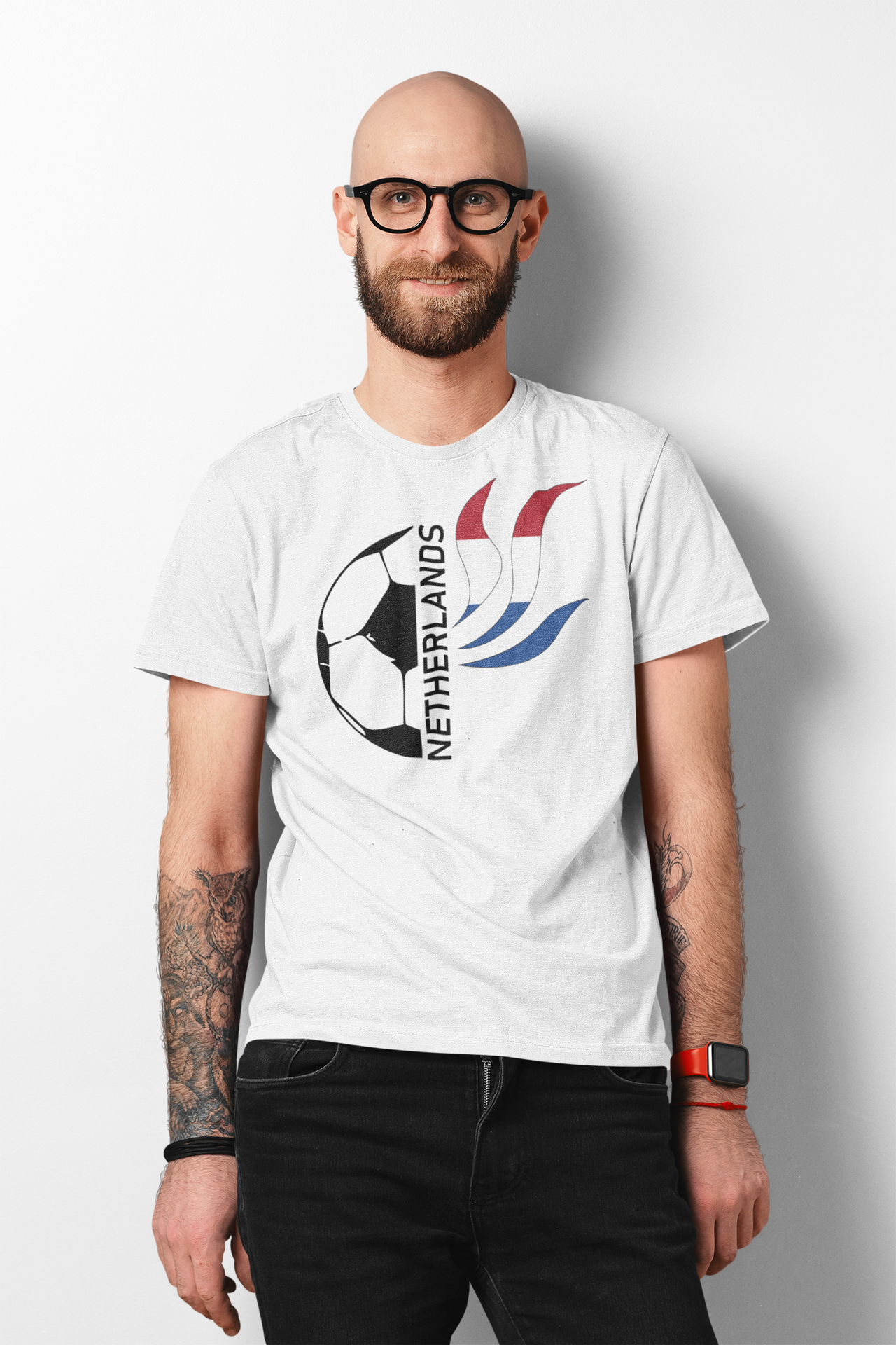Balti UNISEX marškinėliai futbolo sirgaliui "Netherlands"
