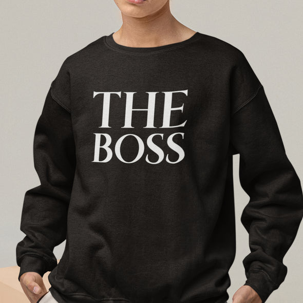 Juodi džemperiai be gobtuvu poroms "The boss & the real boss“ Vyriškas dizainas
