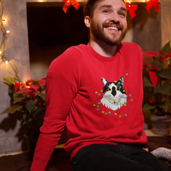 Raudonas UNISEX kalėdinis džemperis be gobtuvo "Įsipainiojau"