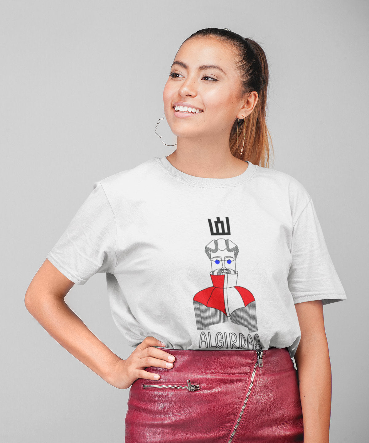 Balti UNISEX marškinėliai "LDK KUNIGAIKŠTIS ALGIRDAS SU UŽRAŠU"