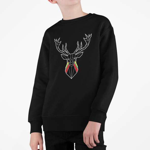 Vaikiškas juodas džemperis "Geometrinis elnias"