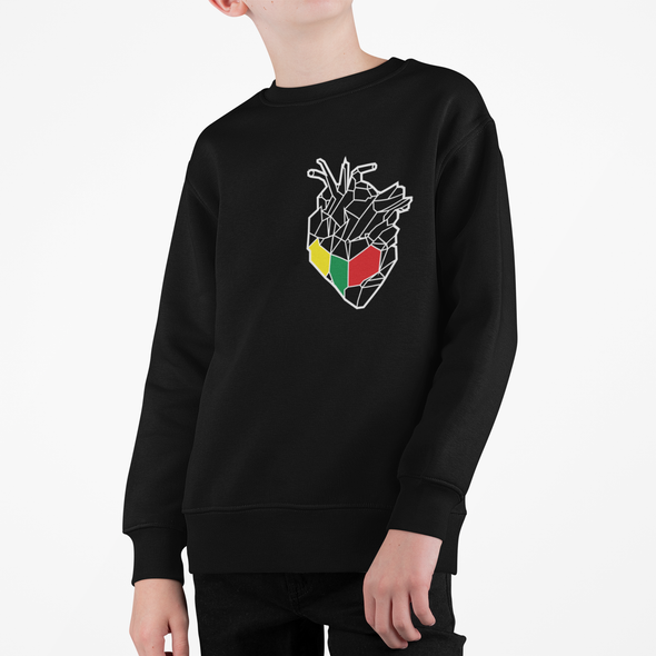 Vaikiškas juodas džemperis "Geometrinė širdis"