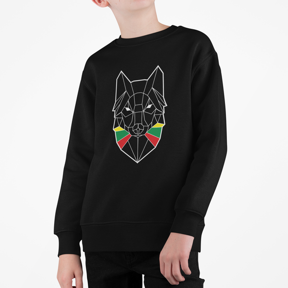 Vaikiškas juodas džemperis "Geometrinis vilkas"