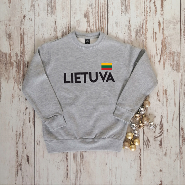 Vaikiškas pilkas džemperis "Lietuva su maža vėliava"