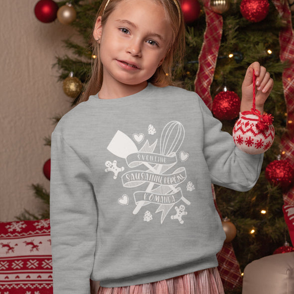Vaikiškas pilkas melanžinis kalėdinis džemperis "Sausainiu kepejai"