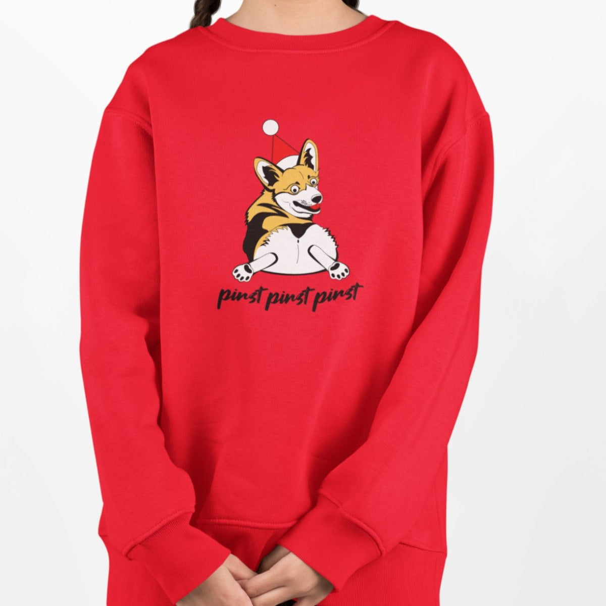 Vaikiškas raudonas kalėdinis džemperis "Pirst pirst pirst"