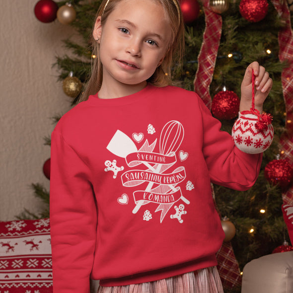 Vaikiškas raudonas kalėdinis džemperis "Sausainiu kepejai"