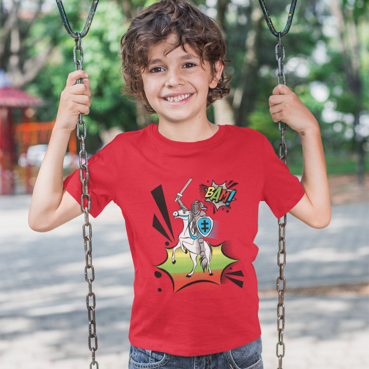 Raudoni vaikiški marškinėliai "Comics Vytis“ (6m.) JUODOJO PENKTADIENIO pasiūlymas!