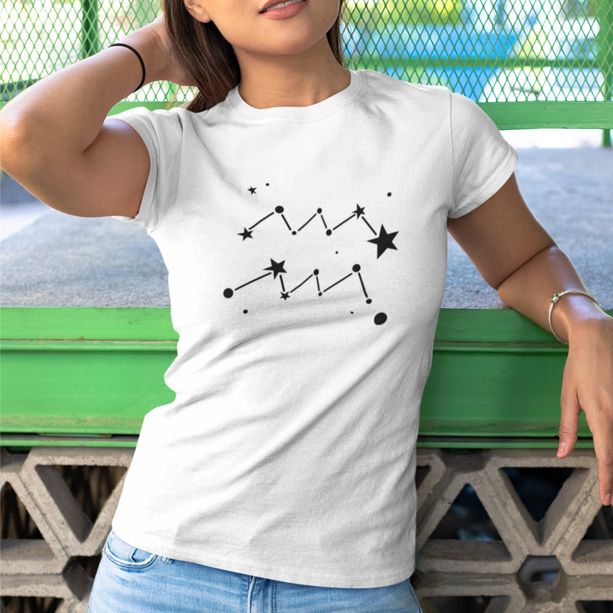 Balti moteriški marškinėliai zodiakas "VANDENIS“
