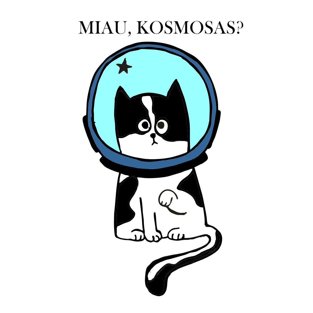 Balti vaikiški marškinėliai "Miau, Kosmosas?"