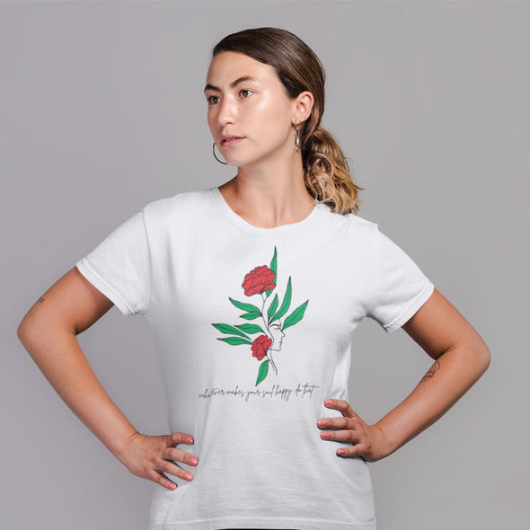 Balti ekologiški medvilniniai marškinėliai "Whatever makes you happy"