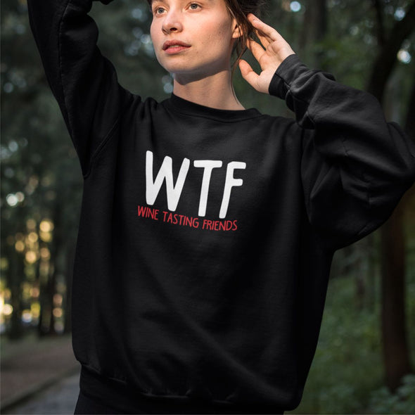Juodas džemperis be gobtuvo "WTF"