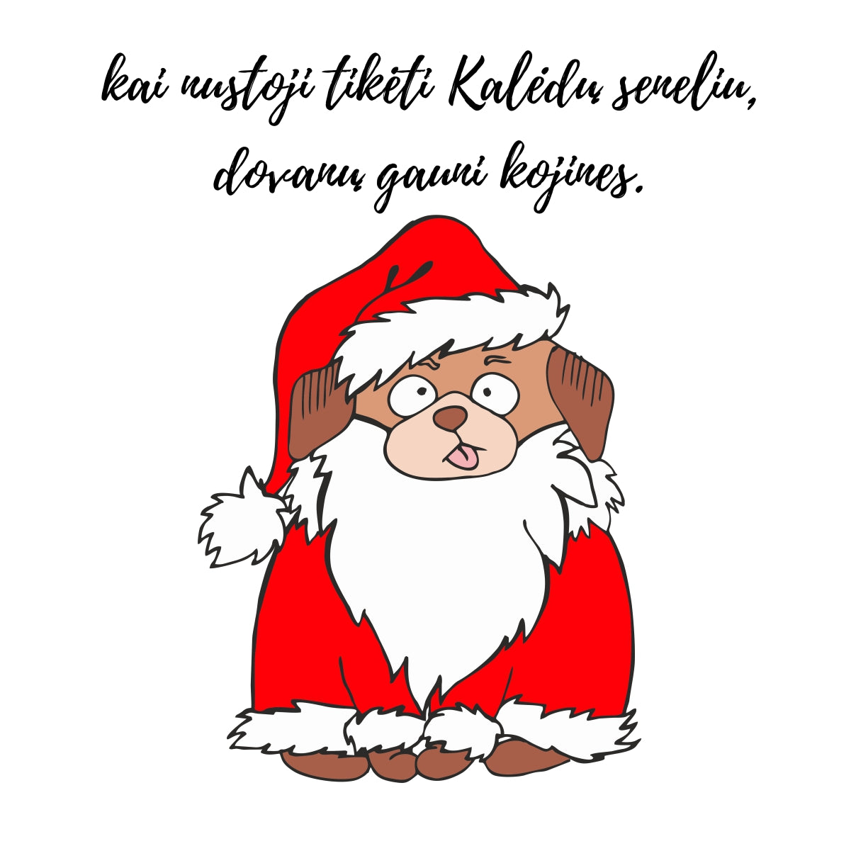 Baltas UNISEX džemperis be gobtuvo "Kai nustoji tikėt Kalėdų seneliu"