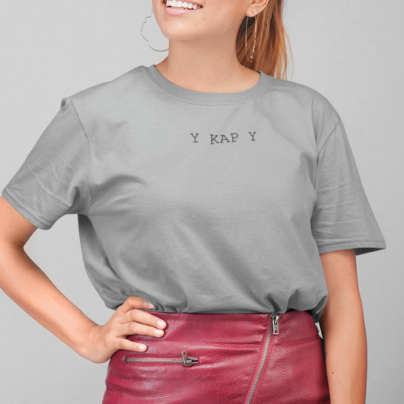 Pilki melanžiniai UNISEX marškinėliai "Y KAP Y"