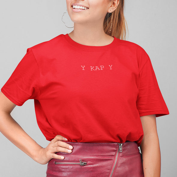 Raudoni UNISEX marškinėliai "Y KAP Y"