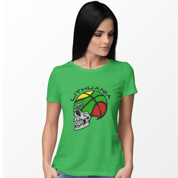 Žali moteriški marškinėliai "Krepšinis iki mirties"