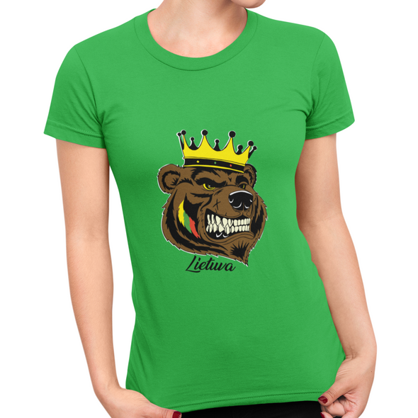 Žali moteriški marškinėliai "Lietuvos lokys"