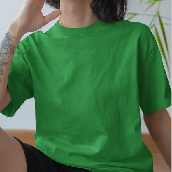 Žali UNISEX medvilniniai Špyga taukuota marškinėliai