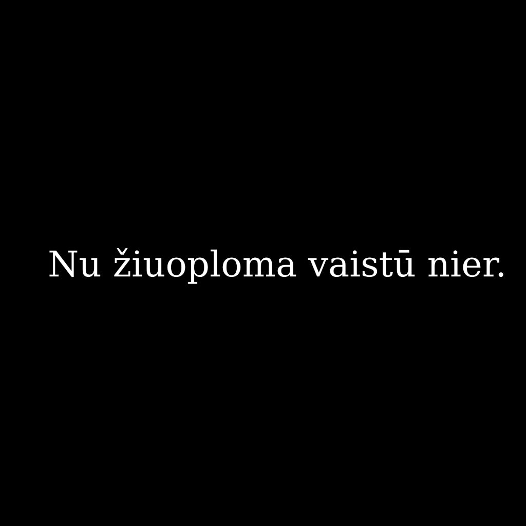 Juodi UNISEX marškinėliai su žemaitišku užrašu "Nu žiuoploma vaistū nier"